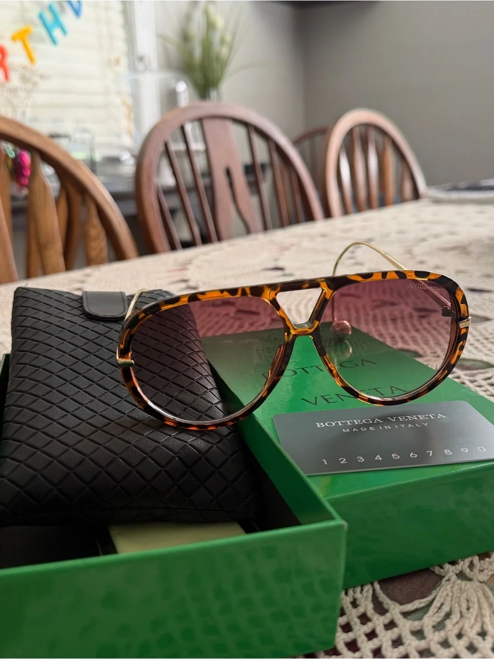 Bottega Veneta Tortoiseshell Sunglasses with Gradient Brown Lenses